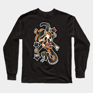 Skull and Snake Tattoo Design Long Sleeve T-Shirt